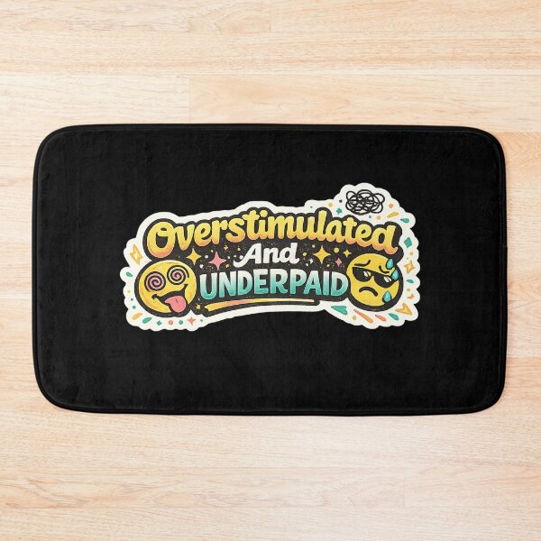 Item preview, Overstimulated and Underpaid Funny Retro Sticker designed and sold by FestivityFinds.