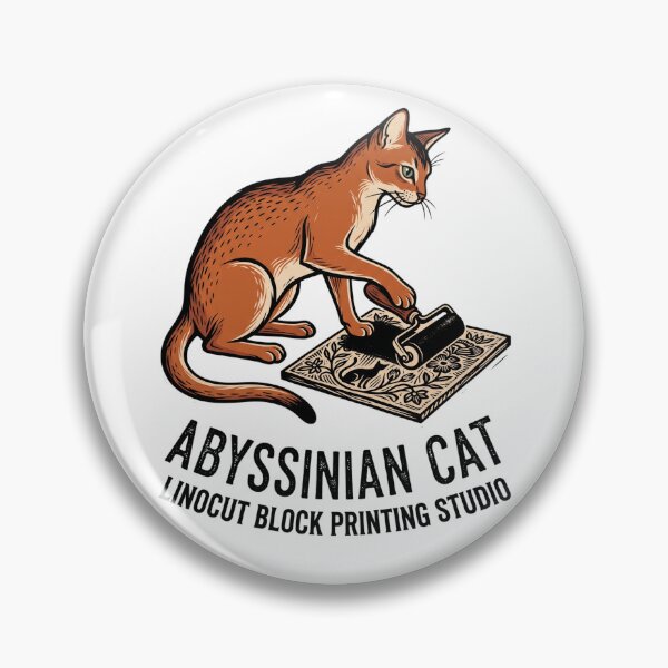 Item preview, Abyssinian Cat Linocut Block Printing Studio Carving Roller designed and sold by PictoVibe.