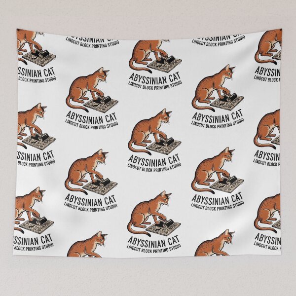 Item preview, Abyssinian Cat Linocut Block Printing Studio Carving Roller designed and sold by PictoVibe.