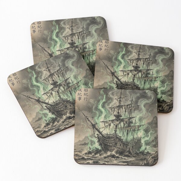 Item preview, The Ghost Ship of the Cursed Coast Sumi-e Ink Wash designed and sold by DuckOddity.