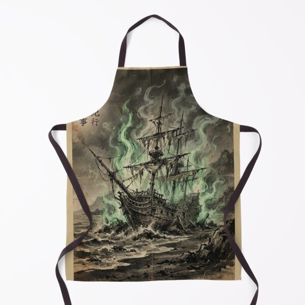 Item preview, The Ghost Ship of the Cursed Coast Sumi-e Ink Wash designed and sold by DuckOddity.