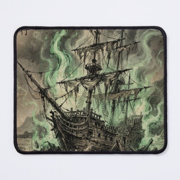 Item preview, The Ghost Ship of the Cursed Coast Sumi-e Ink Wash designed and sold by DuckOddity.