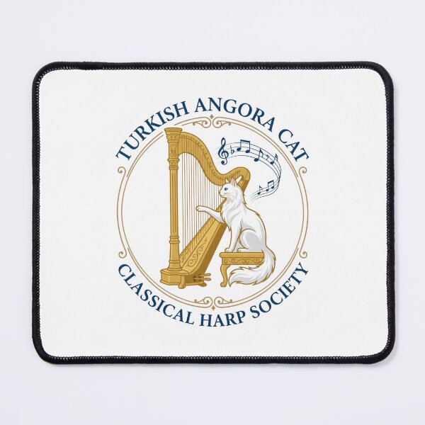 Item preview, Turkish Angora Cat Classical Harp Society Golden String Notes designed and sold by PictoVibe.
