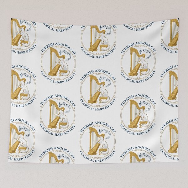 Item preview, Turkish Angora Cat Classical Harp Society Golden String Notes designed and sold by PictoVibe.