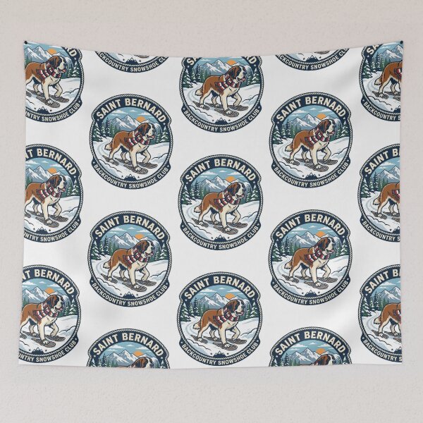 Item preview, Saint Bernard Backcountry Snowshoe Club Winter Forest Trail designed and sold by PictoVibe.