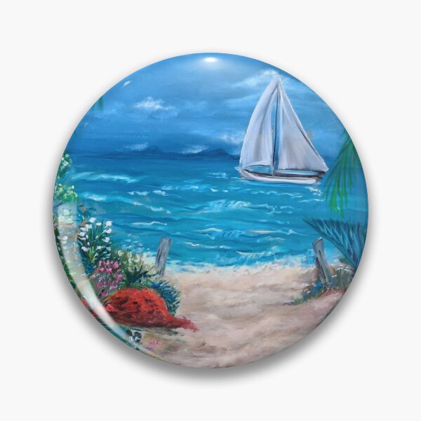 Item preview, Sailboat Passing the Tropical Sandy Beach designed and sold by jennyleeandjim.
