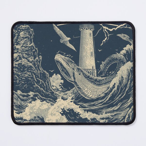 Item preview, Vintage Sea Serpent & Lighthouse T-Shirt | Stormy Ocean Nautical Monster Engraving designed and sold by Vvmd.