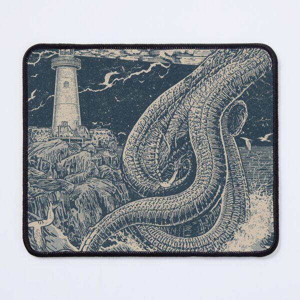 Item preview, Leviathan Sea Serpent Lighthouse Vintage T-Shirt | Nautical Ocean Monster Engraving Art designed and sold by Vvmd.