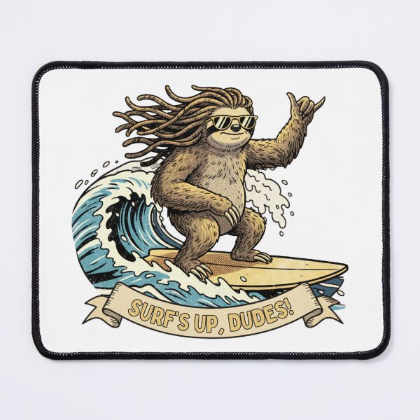 Item preview, Surf's Up Dudes Rasta Sloth Surfing designed and sold by Nacho Average Designs.