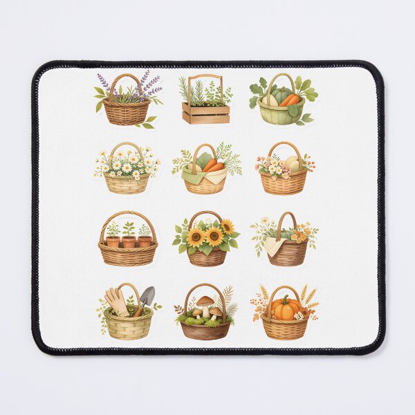 Item preview, Mini Vintage Garden Basket Sticker Collection | Botanical Cottagecore Sticker Sheet designed and sold by Spirit of Siam.
