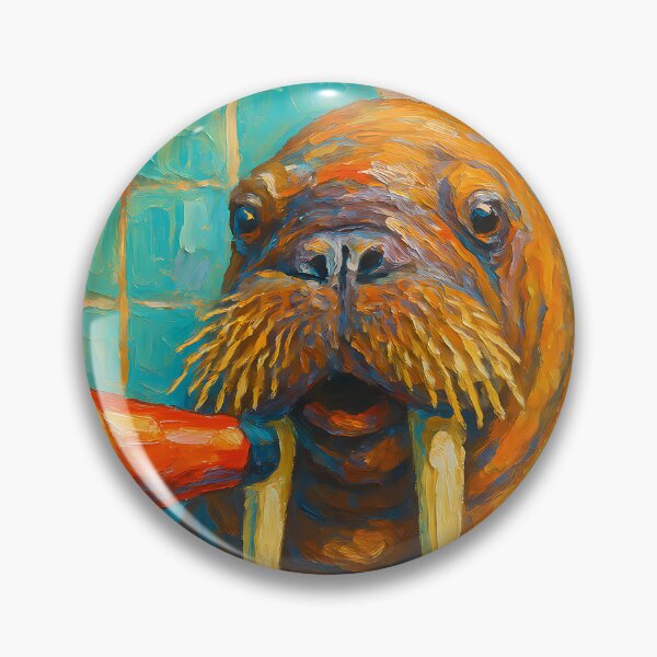 Item preview, Abstract Painting of Whimsical Walrus Performance | Playful Marine Animal Illustration | Colorful Modern Coastal Wall Art Print designed and sold by PaintedPixels01.