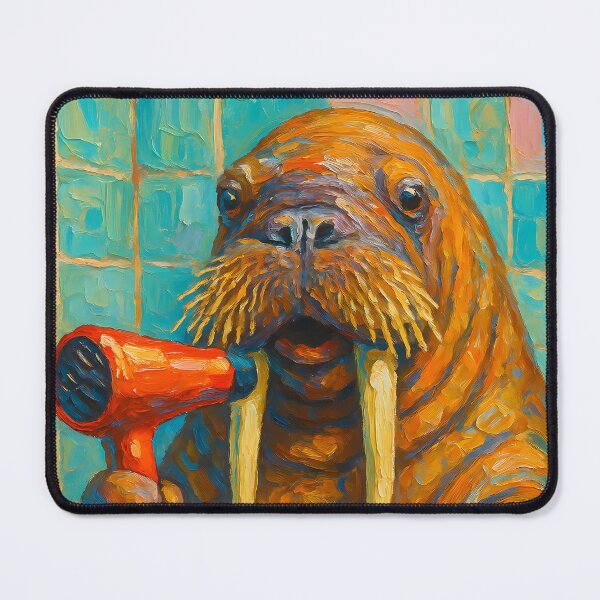 Item preview, Abstract Painting of Whimsical Walrus Performance | Playful Marine Animal Illustration | Colorful Modern Coastal Wall Art Print designed and sold by PaintedPixels01.