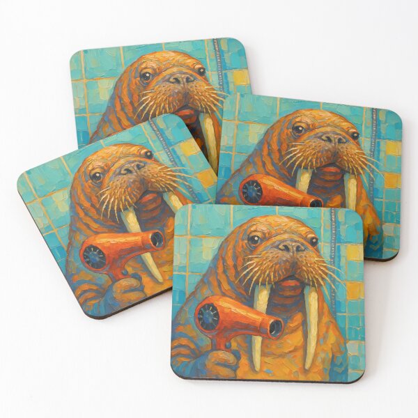 Item preview, Abstract Painting of Whimsical Walrus Performance | Playful Marine Animal Illustration | Colorful Modern Coastal Wall Art Print designed and sold by PaintedPixels01.
