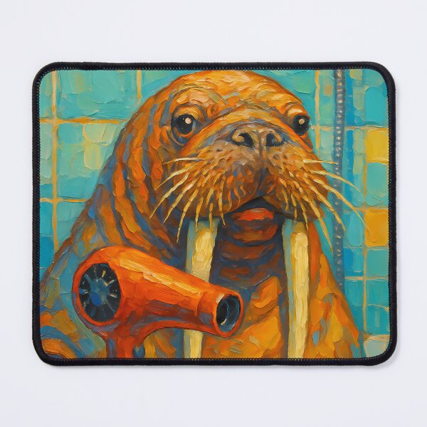 Item preview, Abstract Painting of Whimsical Walrus Performance | Playful Marine Animal Illustration | Colorful Modern Coastal Wall Art Print designed and sold by PaintedPixels01.
