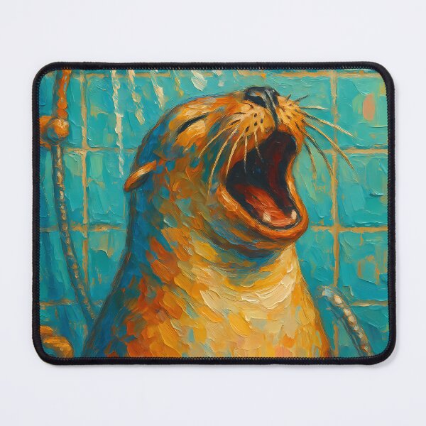 Item preview, Abstract Painting of Singing Seal Shower | Whimsical Cute Seal Illustration | Colorful Modern Bathroom Animal Wall Art Print designed and sold by PaintedPixels01.