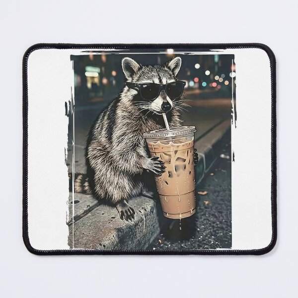 Item preview, Raccoon Drinking Iced Coffee Funny Animal Meme Men Women T-Shirt designed and sold by Badriiiii.