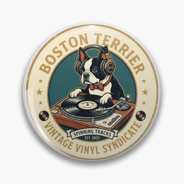 Item preview, Boston Terrier Vintage Vinyl Syndicate Turntable DJ Record designed and sold by PictoVibe.