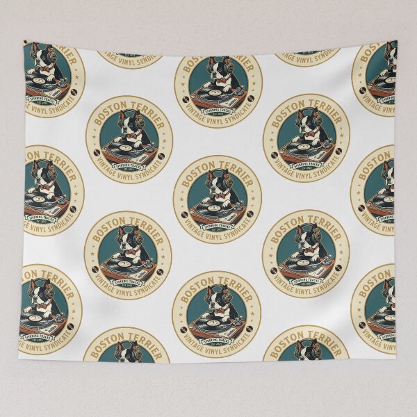 Item preview, Boston Terrier Vintage Vinyl Syndicate Turntable DJ Record designed and sold by PictoVibe.