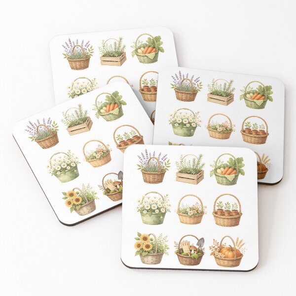 Item preview, Mini Vintage Garden Basket Sticker Collection | Botanical Cottagecore Sticker Sheet designed and sold by Spirit of Siam.