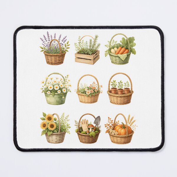 Item preview, Mini Vintage Garden Basket Sticker Collection | Botanical Cottagecore Sticker Sheet designed and sold by Spirit of Siam.