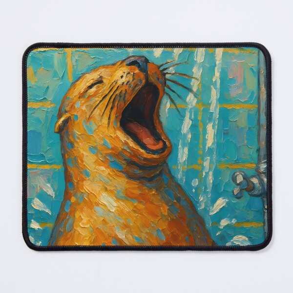 Item preview, Abstract Painting of Singing Seal Shower | Whimsical Cute Seal Illustration | Colorful Modern Bathroom Animal Wall Art Print designed and sold by PaintedPixels01.