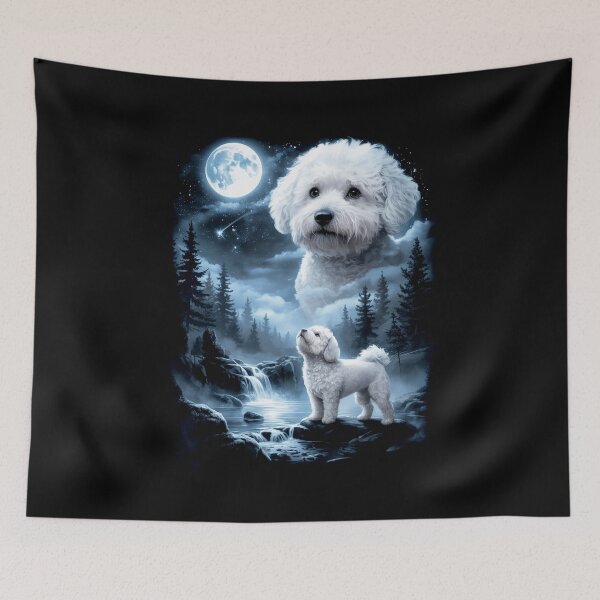 Item preview, Bichon Frise Howling to The Moon Vintage 90s designed and sold by suhairee-studio.