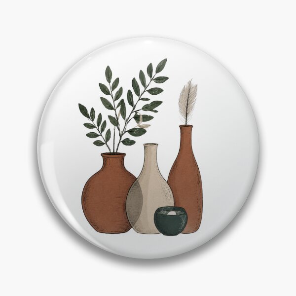 Item preview, Terracotta & Ceramic Vases with Botanical Leaves and Pampas Grass designed and sold by Echo_Design.
