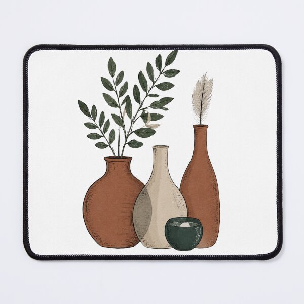 Item preview, Terracotta & Ceramic Vases with Botanical Leaves and Pampas Grass designed and sold by Echo_Design.