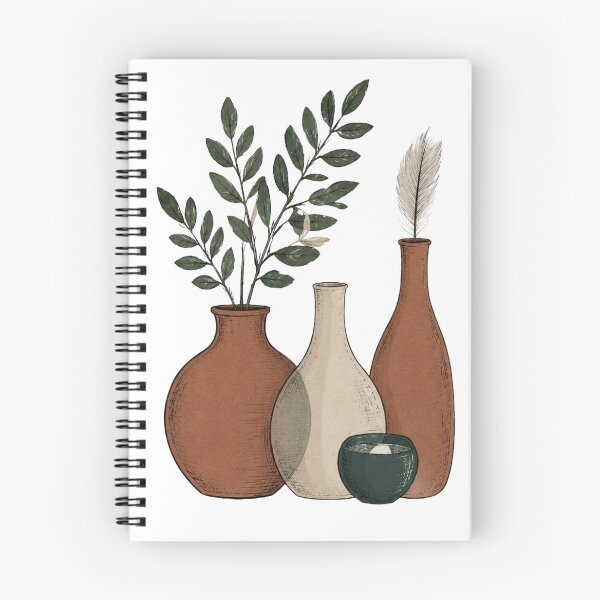Item preview, Terracotta & Ceramic Vases with Botanical Leaves and Pampas Grass designed and sold by Echo_Design.