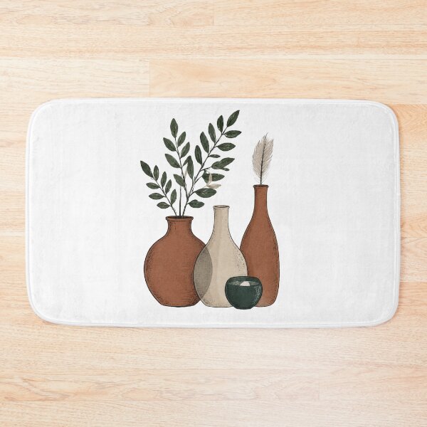 Item preview, Terracotta & Ceramic Vases with Botanical Leaves and Pampas Grass designed and sold by Echo_Design.