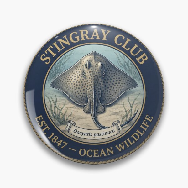 Item preview, Stingray Club Vintage Badge Ocean Wildlife Art designed and sold by CalmCapy Co.