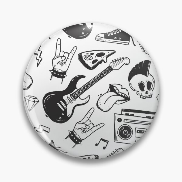 Item preview, Rock Punk Doodle Pattern Black and White designed and sold by Ashleigh David.