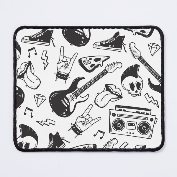 Item preview, Rock Punk Doodle Pattern Black and White designed and sold by Ashleigh David.