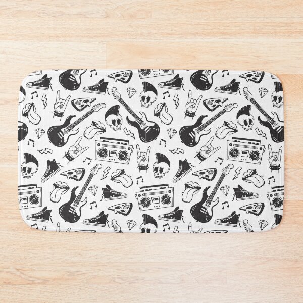 Item preview, Rock Punk Doodle Pattern Black and White designed and sold by Ashleigh David.