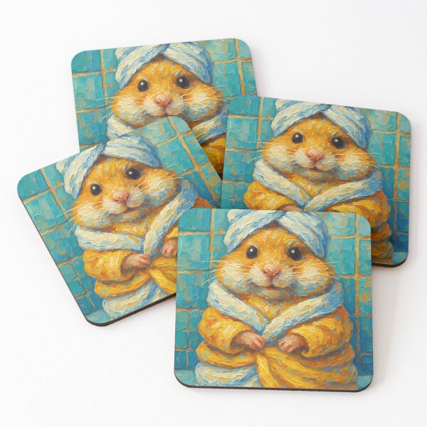 Item preview, Abstract Painting of Hamster Spa Day | Whimsical Cute Hamster Illustration | Colorful Modern Self-Care Animal Wall Art Print designed and sold by PaintedPixels01.