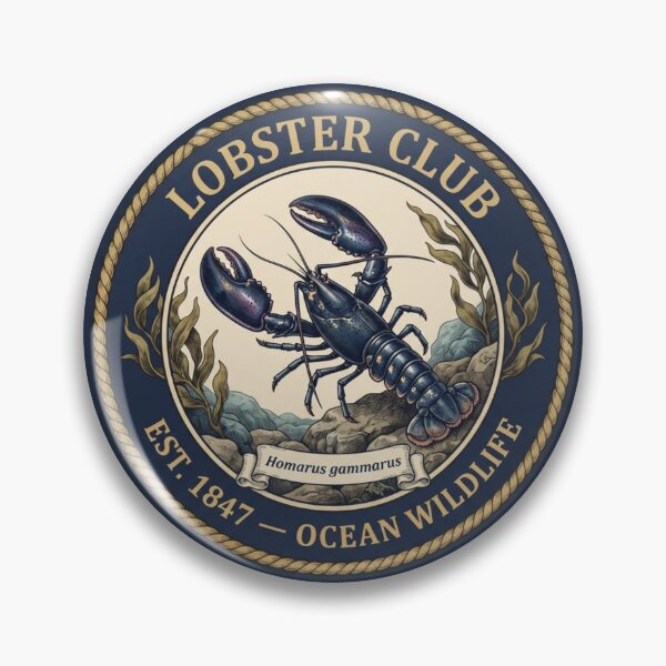 Artikelvorschau, Vintage-Abzeichen des Lobster Clubs, Meereskunst entworfen und verkauft von CalmCapy Co.