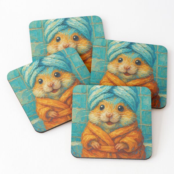 Item preview, Abstract Painting of Hamster Spa Day | Whimsical Cute Hamster Illustration | Colorful Modern Self-Care Animal Wall Art Print designed and sold by PaintedPixels01.