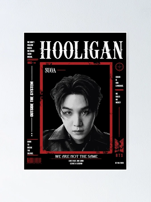SUGA Hooligan Edgy Magazine Poster
