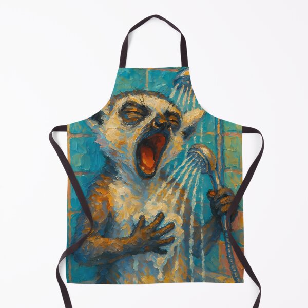 Item preview, Abstract Painting of Singing Lemur Shower | Whimsical Cute Lemur Illustration | Colorful Modern Bathroom Animal Wall Art Print designed and sold by PaintedPixels01.