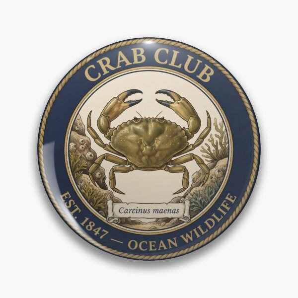 Item preview, Crab Club Vintage Badge Ocean Wildlife Art designed and sold by CalmCapy Co.