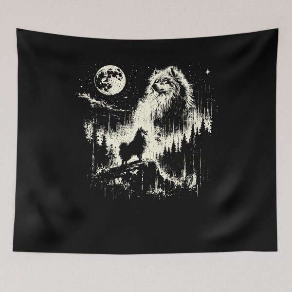Item preview, Pomeranian Howling to The Moon Vintage Dog Meme designed and sold by nosu-art-pod.