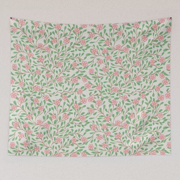 Item preview, Dainty Pink Floral Seamless Pattern - Vintage Vine Botanical Art designed and sold by Potattoo.