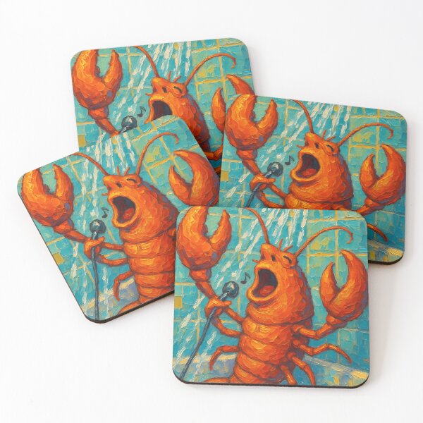 Item preview, Abstract Painting of Singing Lobster Serenade | Whimsical Colorful Lobster Illustration | Modern Coastal Animal Wall Art Print designed and sold by PaintedPixels01.
