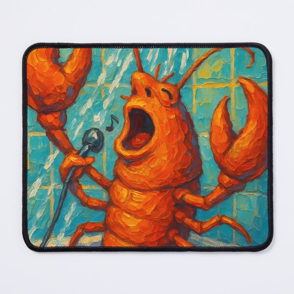 Item preview, Abstract Painting of Singing Lobster Serenade | Whimsical Colorful Lobster Illustration | Modern Coastal Animal Wall Art Print designed and sold by PaintedPixels01.