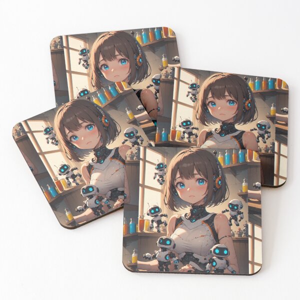 Item preview, Android girl and robots in a kitchen designed and sold by ArtsJulian.