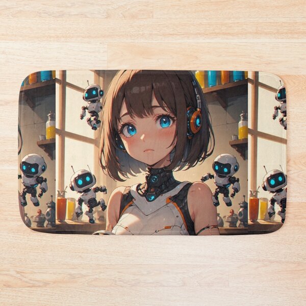 Item preview, Chica androide y robots en una cocina designed and sold by ArtsJulian.