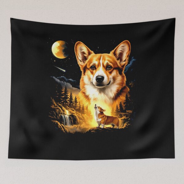 Item preview, Corgi Howling to The Moon Funny Dog Meme designed and sold by nosu-art-pod.