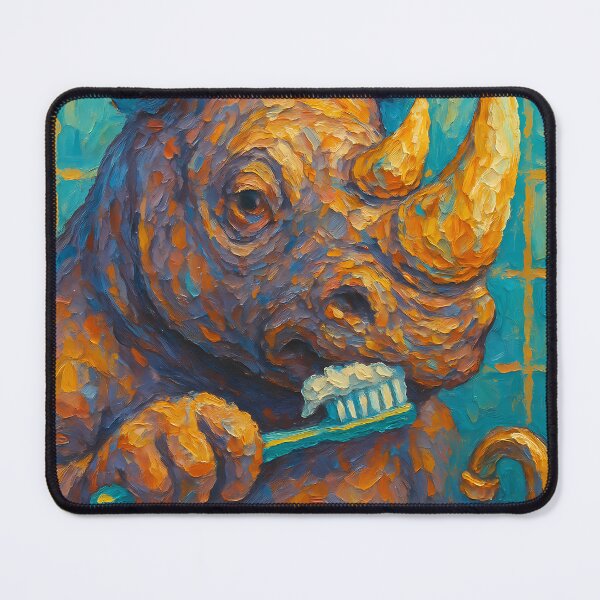 Item preview, Abstract Painting of Whimsical Rhino Bath Time | Cute Playful Rhinoceros Illustration | Colorful Modern Kids Bathroom Wall Art Print designed and sold by PaintedPixels01.