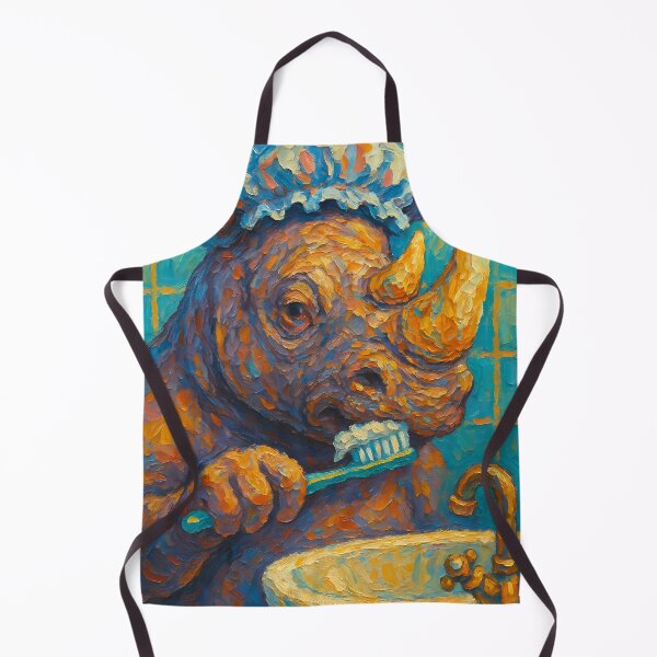 Item preview, Abstract Painting of Whimsical Rhino Bath Time | Cute Playful Rhinoceros Illustration | Colorful Modern Kids Bathroom Wall Art Print designed and sold by PaintedPixels01.