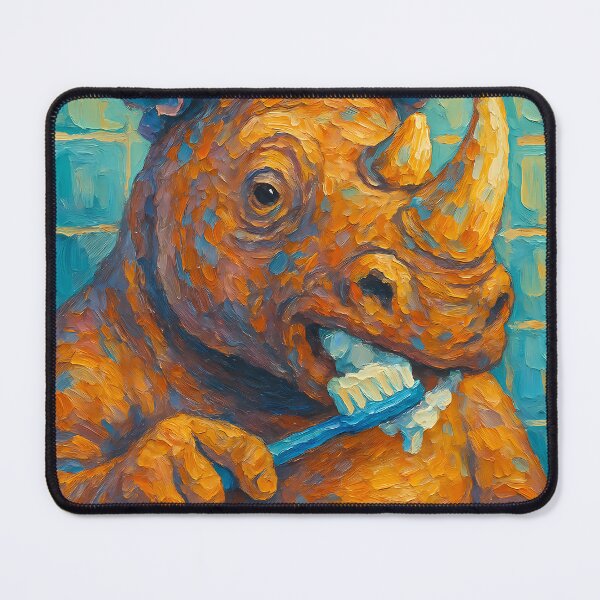 Item preview, Abstract Painting of Whimsical Rhino Bath Time | Cute Playful Rhinoceros Illustration | Colorful Modern Kids Bathroom Wall Art Print designed and sold by PaintedPixels01.